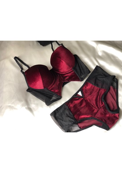 Zag Lingerie Kadife Detay Siyah Takım