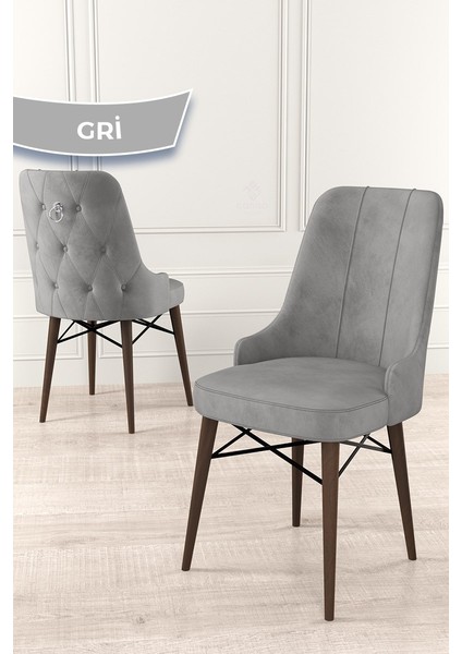 Concept Are Serisi, Mdf 80X132 Açılabilir Beyaz Masa Ceviz Ayak Mutfak Masası Takımı, 4 Sandalye Gümüş Halkalı fırsatları