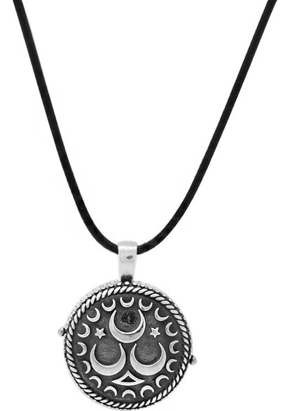 Üç Hilal Temalı Açılır Kapaklı Içinde Ayetel Kürsi Yazılı 925 Ayar Gümüş Dua Kolye modelleri