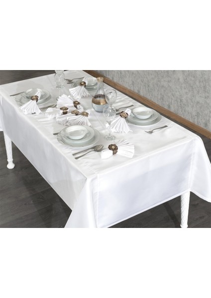 Kristal Monoray Kumaş Beyaz Sofra Takımı 8 Kişilik 160X220 17PRÇ.- 1282 modelleri
