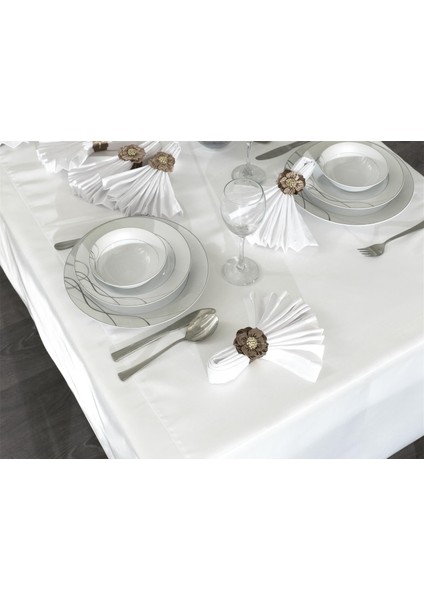 Kristal Monoray Kumaş Beyaz Sofra Takımı 8 Kişilik 160X220 17PRÇ.- 1282 indirimleri