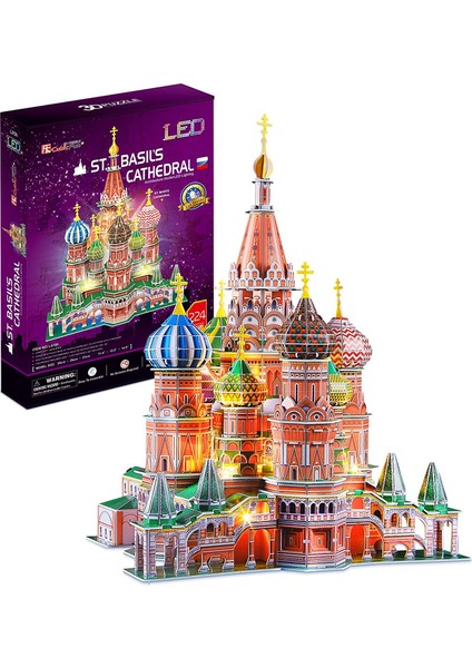 Cubicfun 3D Puzzle 224 Parça St. Basil&#34;s Katadrali - Rusya (Led Işıklı)