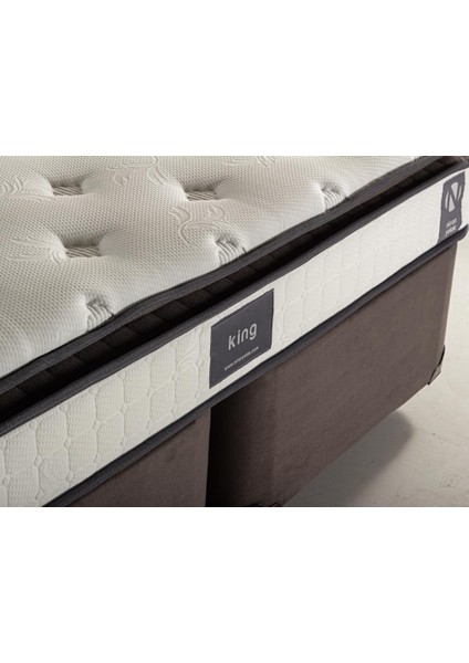 Niron King Yatak Seti 160 x 200 cm Çift Kişilik Yatak Baza Başlık Takımı Füme indirimleri