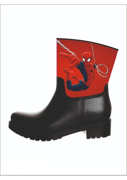 Sea & Blue Shoes Spiderman Ağ Atarken Baskılı Su Geçirmeyen Erkek Çocuk Yağmur Çizmesi