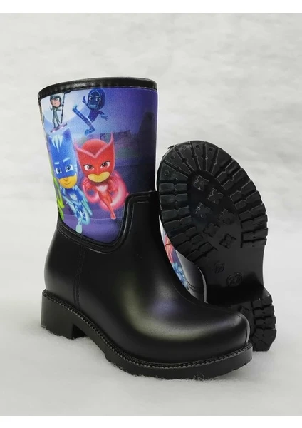 Sea & Blue Shoes Pijamaskeliler 2 Pj Mask Baskılı Su Geçirmez Anaokulu Çocuk Yağmur Çizmesi