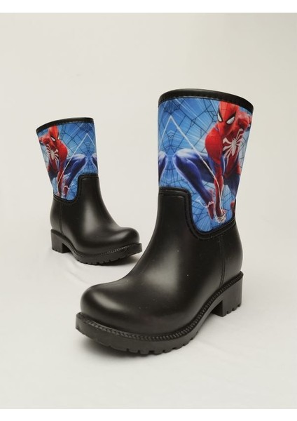 Sea & Blue Shoes Spiderman Baskılı Su Geçirmez Anaokulu Çocuk Yağmur Çizmesi