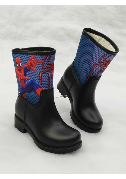 Sea & Blue Shoes Spiderman Baskılı Su Geçirmez Anaokulu Çocuk Yağmur Çizmesi