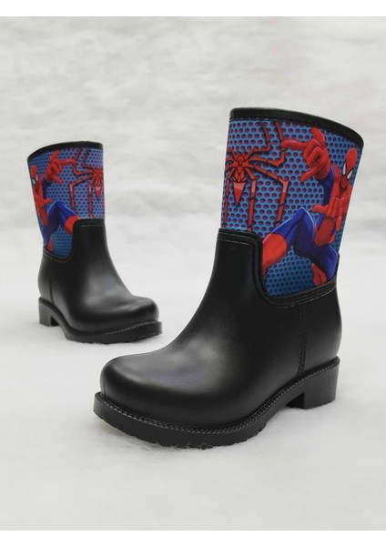 Sea & Blue Shoes Spiderman Baskılı Su Geçirmez Anaokulu Çocuk Yağmur Çizmesi