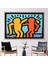 1 Parça Naturel Çerçeveli Kanvas Tablo, Keith Haring Insanlara Sarılmak, Grafiti Sanat, 1