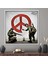 1 Parça Beyaz Çerçeveli Kanvas Tablo, Banksy Iki Solider Resim, Banksy Solider Hediye Kanvas, 1