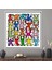 1 Parça Beyaz Çerçeveli Kanvas Tablo, Keith Haring Artwork, Neşeli Insanlar Baskılı, 1