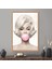 1 Parça Naturel Çerçeveli Kanvas Tablo, Marilyn Monroe Pembe Kabarcık Sakız, 1