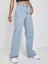 Buz Mavi Likralı Bol Paça Flare Jeans Salaş Kot Pantolon 3