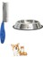 2 Li Set Tüy Açıcı Kedi Köpek Metal Tarağı Fırçası ve 22 cm Paslanmaz Çelik Evcil Hayvan Kedi Köpek Mama Kabı 1