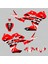 Honda CBR125 R Rr Lines Kırmızı Siyah Beyaz Sticker Set 2