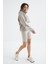 Koyu Bej Etek Ucu Büzgülü Yarım Fermuarlı Oversize Kadın Polar Sweatshirt - 97238 4