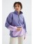 Açık Eflatun Etek Ucu Büzgülü Yarım Fermuarlı Oversize Kadın Polar Sweatshirt - 97238 1