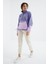 Açık Eflatun Etek Ucu Büzgülü Yarım Fermuarlı Oversize Kadın Polar Sweatshirt - 97238 2