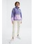 Açık Eflatun Etek Ucu Büzgülü Yarım Fermuarlı Oversize Kadın Polar Sweatshirt - 97238 4