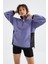 Açık Eflatun Yarım Fermuar Etek Ucu Büzgülü Dik Yaka Oversize Kadın Polar Sweatshirt - 97236 1