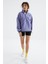 Açık Eflatun Yarım Fermuar Etek Ucu Büzgülü Dik Yaka Oversize Kadın Polar Sweatshirt - 97236 4