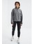 Gri Melanj Yarım Fermuar Etek Ucu Büzgülü Dik Yaka Oversize Kadın Polar Sweatshirt - 97236 2