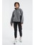 Gri Melanj Yarım Fermuar Etek Ucu Büzgülü Dik Yaka Oversize Kadın Polar Sweatshirt - 97236 4