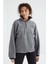 Gri Melanj Yarım Fermuar Etek Ucu Büzgülü Dik Yaka Oversize Kadın Polar Sweatshirt - 97236 3