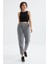 Gri Melanj Yüksek Bel Basic Bağcıklı Jogger Polar Kadın Eşofman Alt - 94622 5