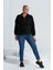 Kolları Lastikli Büyük Beden Siyah Polar Sweatshirt 4