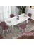Concept Kor Serisi, Beyaz Mermer Desen 70X114 Açılabilir Mutfak Masası Takımı, 4 Sandalye 2