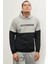 Erkek Grı Melanj-antrasıt Melanj Recycle Slim Fit Dar Kesim Kapüşonlu Yaka Desenli Sweashirt 4