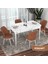 Concept Kor Serisi, Beyaz Mermer Desen 70X114 Açılabilir Mutfak Masası Takımı, 4 Sandalye 1