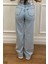 Extra Yüksek Bel Likralı Kar Yıkamalı Wide Leg Jean Geniş Paça Kot Pantolon 5