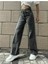 Kadın Füme Kar Yıkamalısüper Yüksek Belgeniş Paça Jean Likralı Salaş Kot Pantolon (Wide Leg) 2
