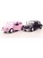 2 Adet Siyah Pembe Metal Vosvos Araba Dıe Cast Büyük Boy 12CM 2