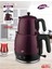 Bora 2200W Damlatmaz Tasarım 25 Bardak Kapasiteli Çelik Çay Makinesi ve Su Isıtıcısı Mor 1
