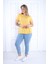 Ananas Baskı Yağ Yıkama Tshirt-Sarı 1