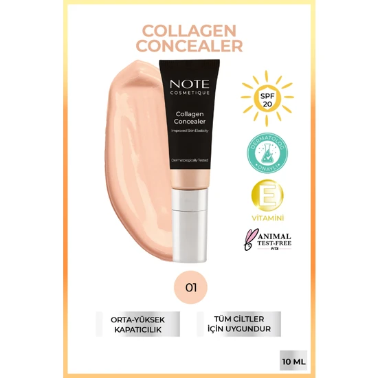 Note Collagen Concealer Kolajen İçerikli SPF 20 Göz Altı Kapatıcısı 01