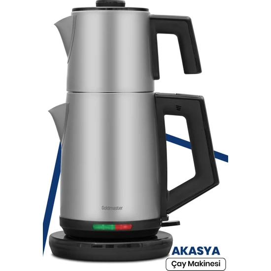Akasya İnox XL 2200 Watt Patentli Damlatmayan Tasarımı Paslanmaz Çelik Çay Makinesi ve Su Isıtıcısı