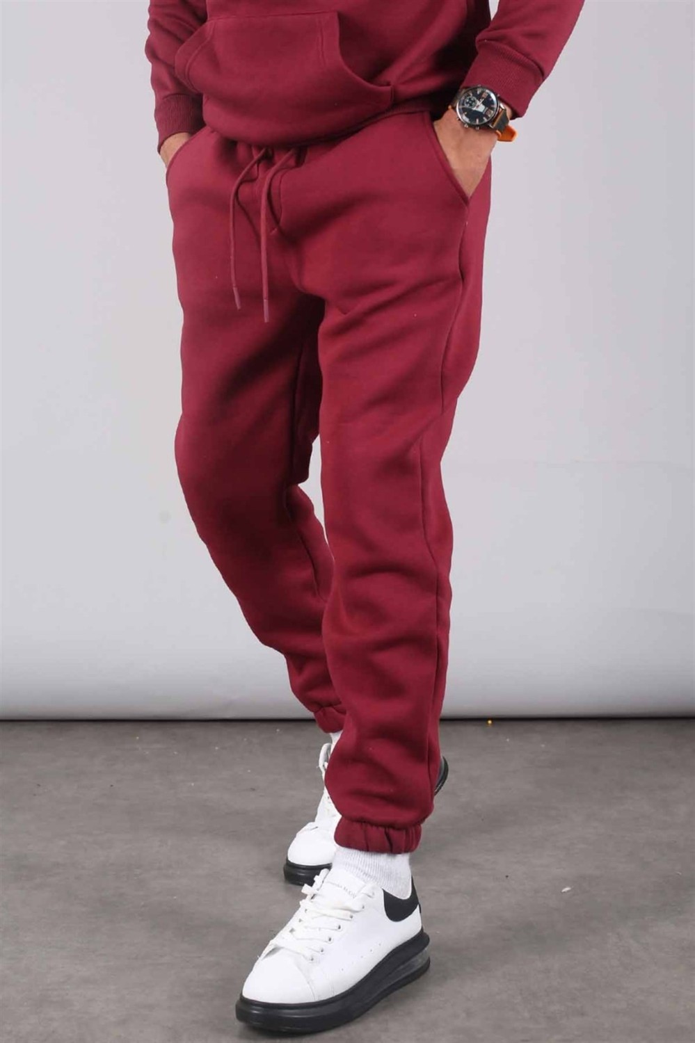 Madmext Bordo Şardonlu Basic Erkek Eşofman Altı 5482