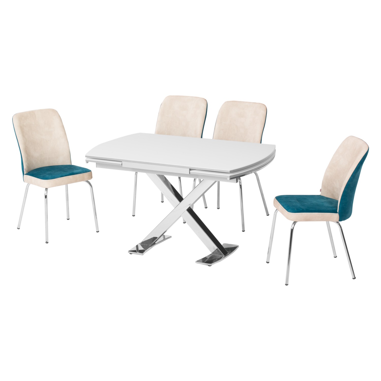 Azzore Mutfak Masa Sandalye Takımı En 934 Beyaz Masa Mavi Fiyatı