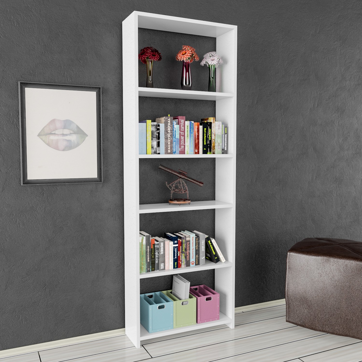 Nur Mobilya Melissa 5 Raflı Kitaplık Arkalıksız Model Fiyatı
