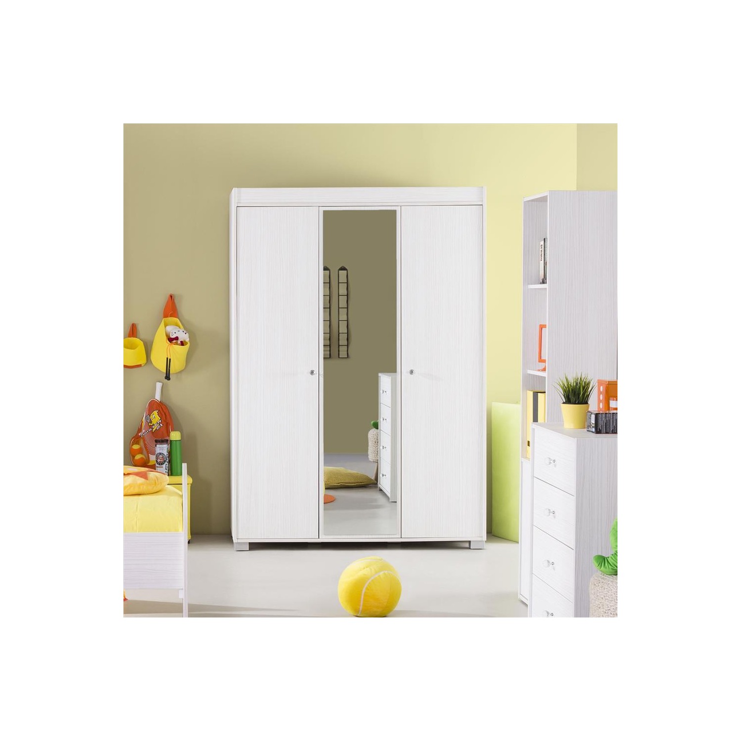 Formini Mobilya Bianco Aynalı 3 Kapaklı Gardırop Beyaz
