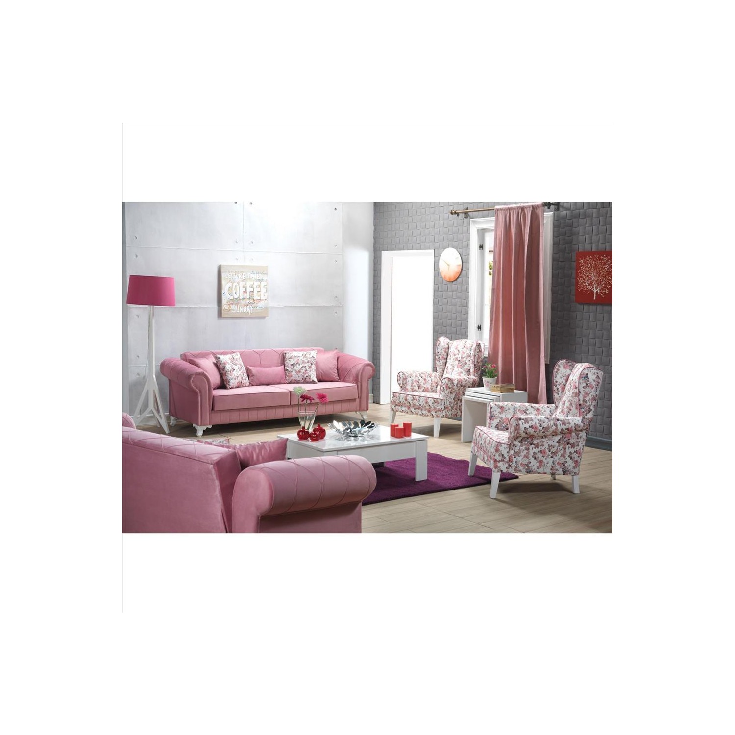 Özde Mobilya Burcu Koltuk Takımı 3+3+1+1 16/16 Pembe 78 Özde Mobilya Burcu Koltuk Takımı 3+3+1+1 16/16 Pembe 78