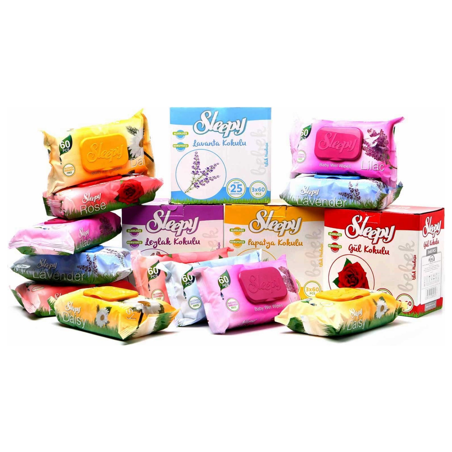 Sleepy Çiçek Sepeti Islak Havlu 12 X 60 Fiyatı Taksit