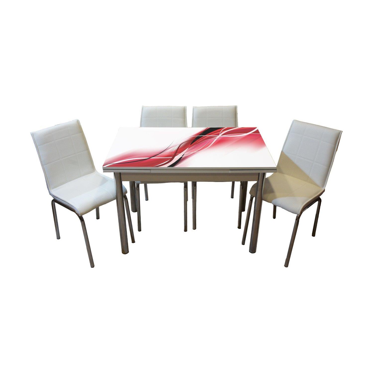 Mavi Mobilya Mutfak Cam Masa Takımı Yandan Açılır 81R4 (4