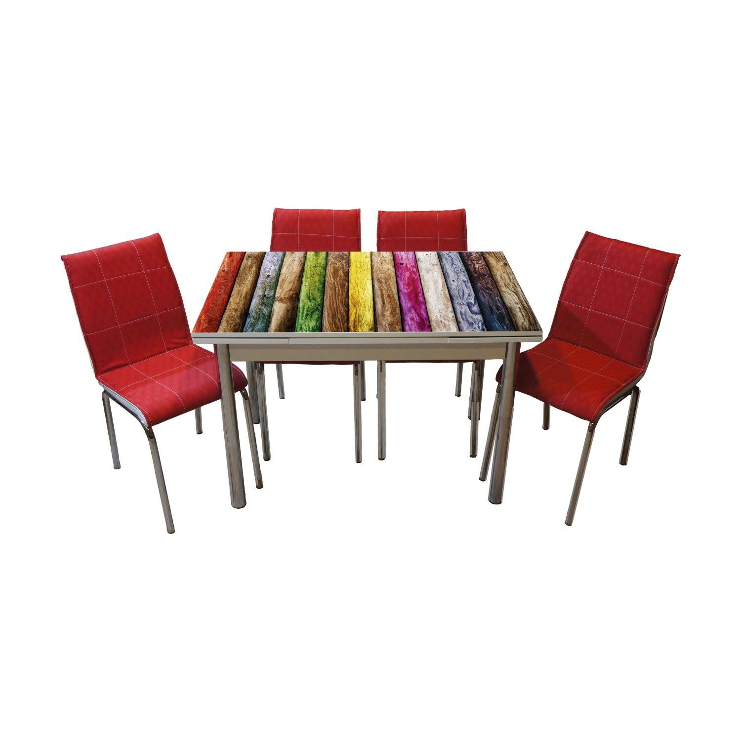 Mavi Mobilya Mutfak Cam Masa Takımı Yandan Açılır 93R4 (4