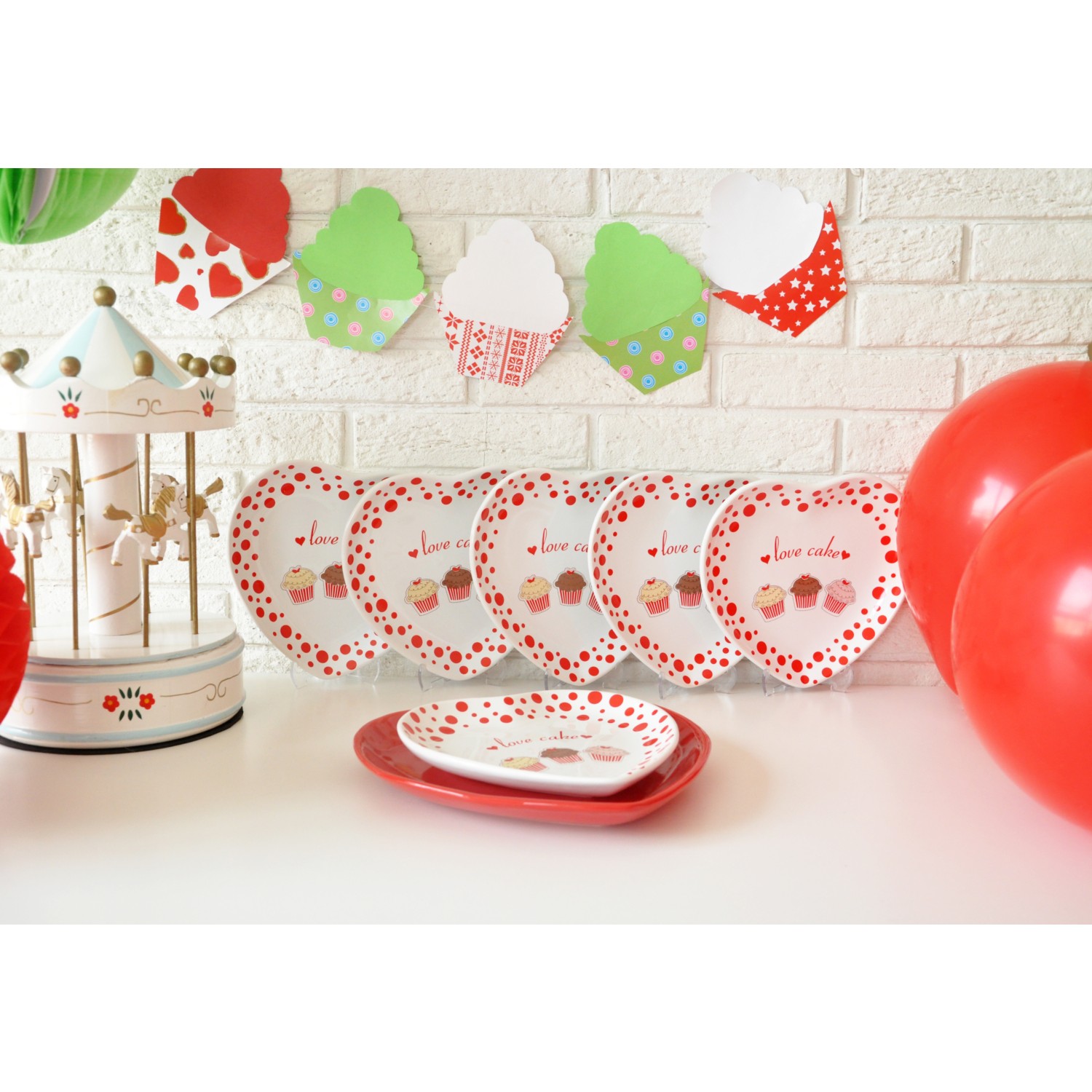 Keramika 6 Kişilik 7 Parça Fruit Cake Kalp Pasta Takımı Fiyatı