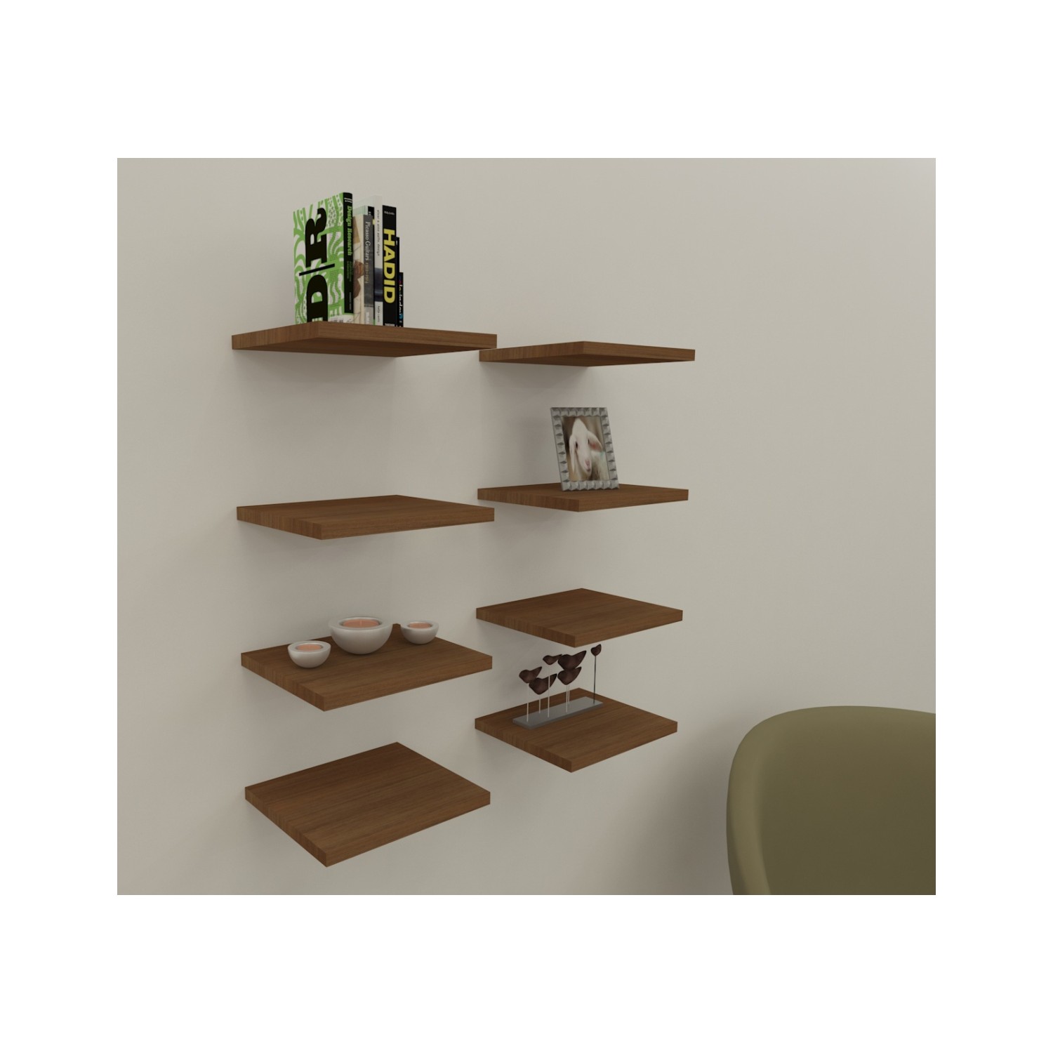 Kombin Mobilya Arzum Duvar Rafı ve Kitaplık Ceviz Fiyatı